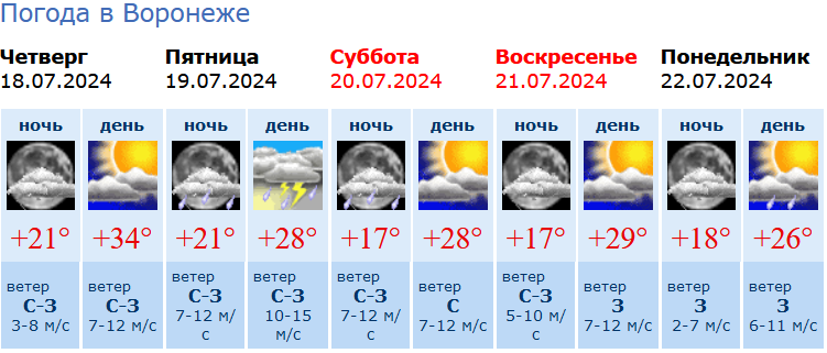 В Воронежской области прогнозируют недолгое снижение жары