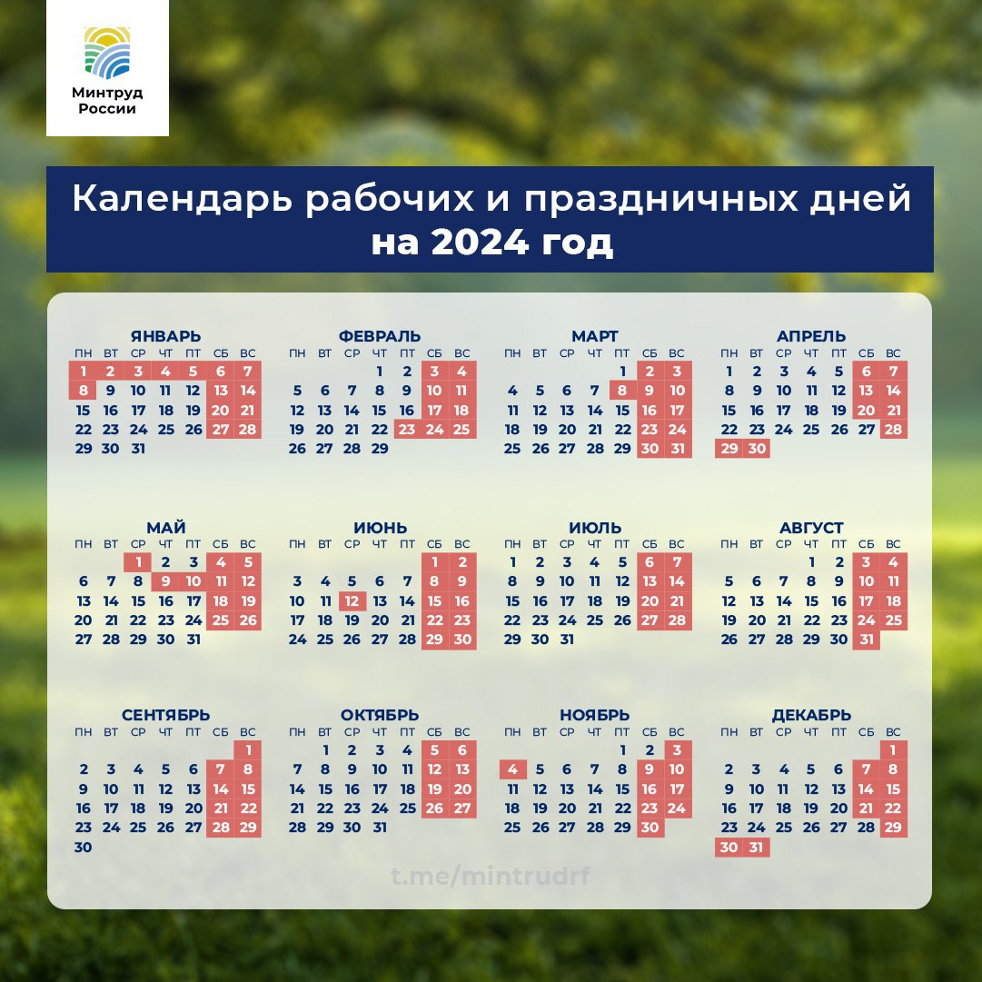 Минтруд: как будут работать и отдыхать воронежцы в 2024 году
