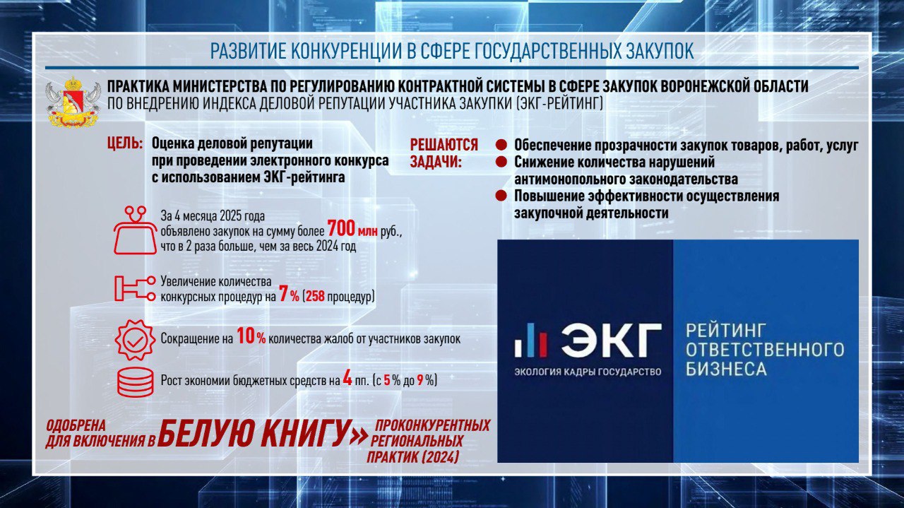 Положительный опыт Воронежской области отмечен ФАС